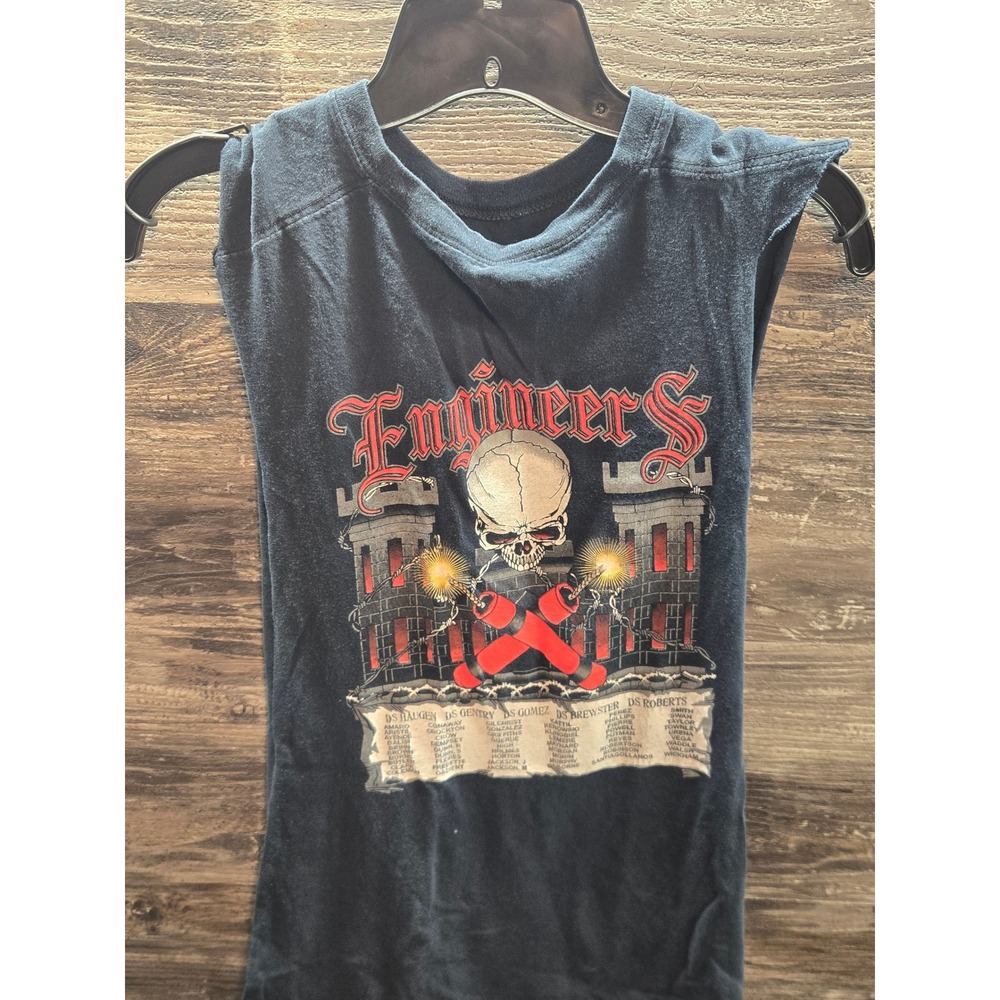 Engineers Skull Dynamite Graphic Muscle Tee Mens Large Black Gym Shirt Demons
